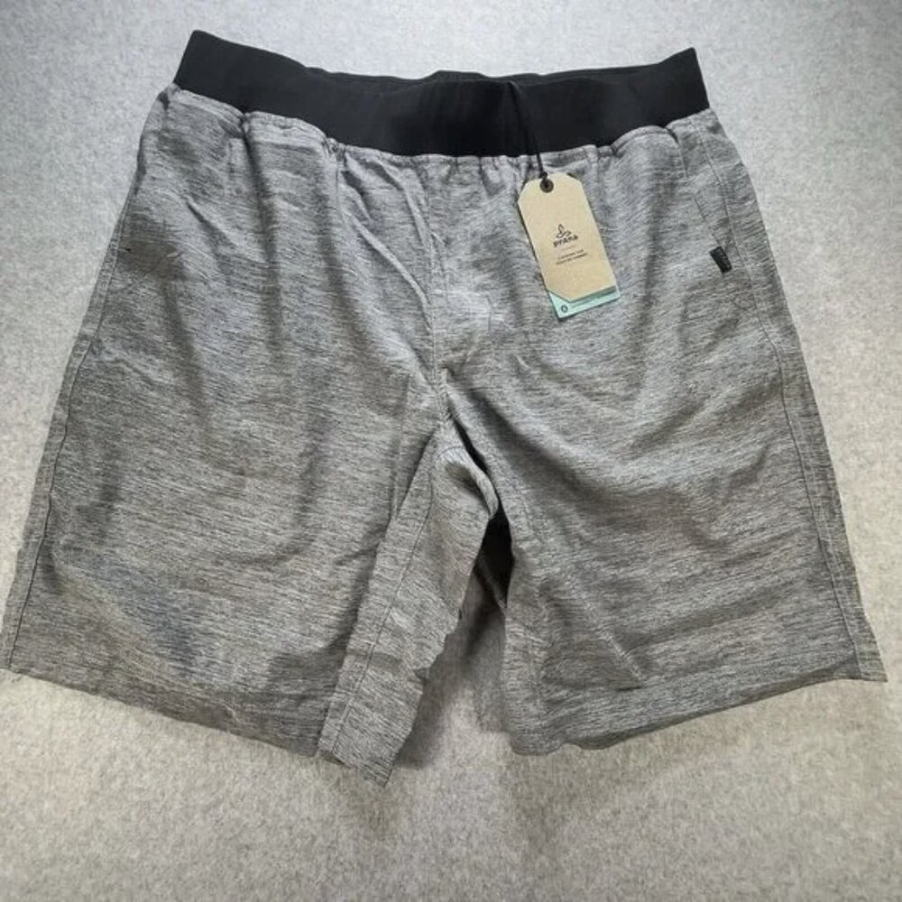 Prana Men XL Peak to Creek Short 9" Inseam Heather Gray‎ Athletic Stretch Waist